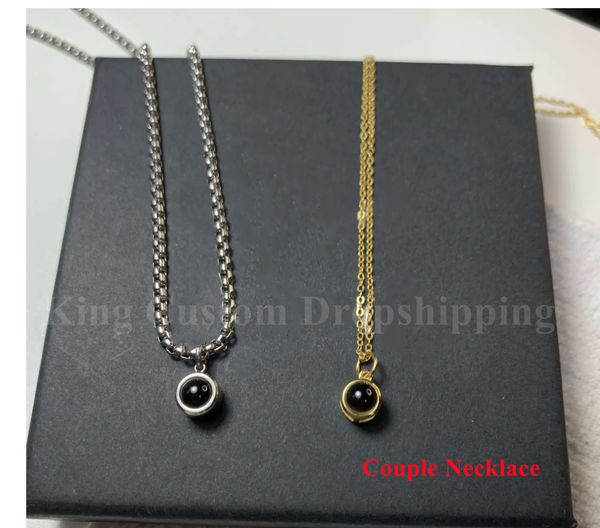 

pendant necklaces christmas custom projection necklace couples circle pendant custom pos romantic simple fashion boyfriend and girlfriend gi, Silver