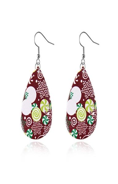 

woman leather christmas earrings bohemian lady pu leather water drop pendant earrings jewelry xmas party gift tta213341868110, Silver