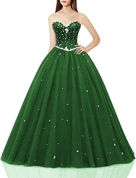 

quinceanera dresses princess sweetheart crystal ball gown with tulle lace-up plus size sweet 16 debutante party birthday vestidos de 15 anos, Blue;red