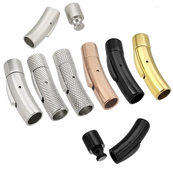 

chains 10pcs stainless steel bayonet clasp 2mm 8mm hole push lock lace buckle leather cord clasps for diy bracelet jewelry making 230710, Silver