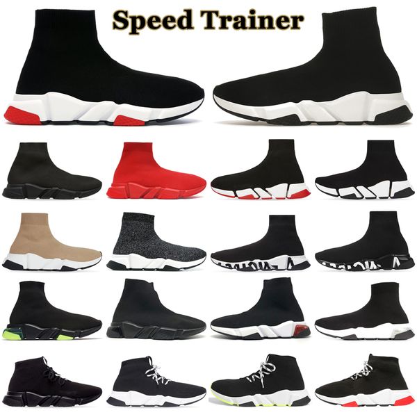 

sock trainer shoes sneakers designer casual men women chaussures black white red neon volt outdoor mens trainers clear sole lace up size 36-