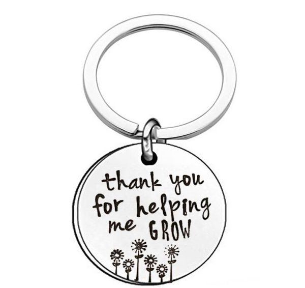 

teacher039s day gift thank you for helping me grow keychains for women mens teacher stainless steel key chains fashion thanksgi2695195, Slivery;golden