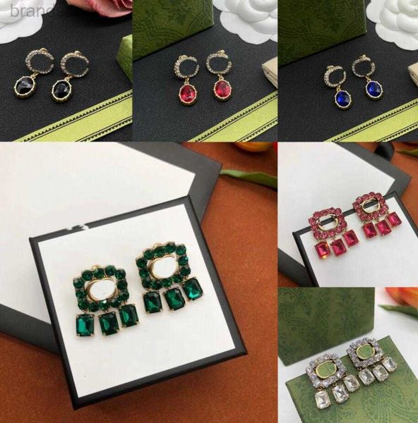 

classic retro letter stud designer color diamond strawberry flowers pendant earring jewellery stud wedding party gifts accessories, Golden;silver
