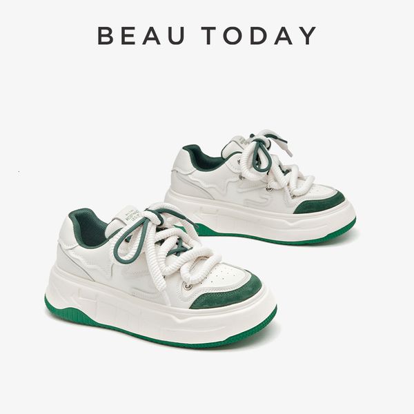 

dress shoes beautoday casual sneaker genuine leather breathable mesh light lace up mixed colors platforms ladies handmade 29712 230710, Black