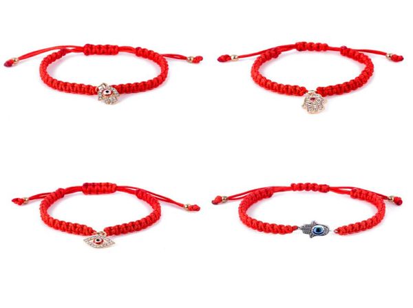 

4 styles fatima hand hamsa evil eye charm bracelets for women men handmade red string rope chains bangle fashion diy jewelry gift5559707, Golden;silver