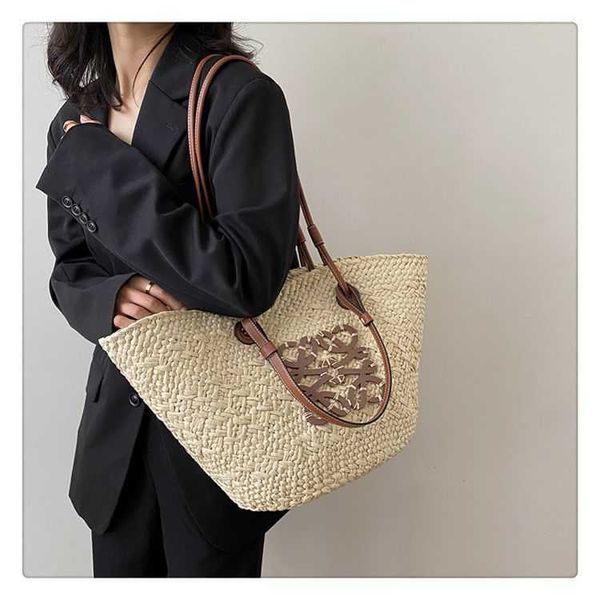 

luxury designer loevve bag fashion tote shoulder canvas bags french straw woven sen series high beauty style luojia vegetable basket double