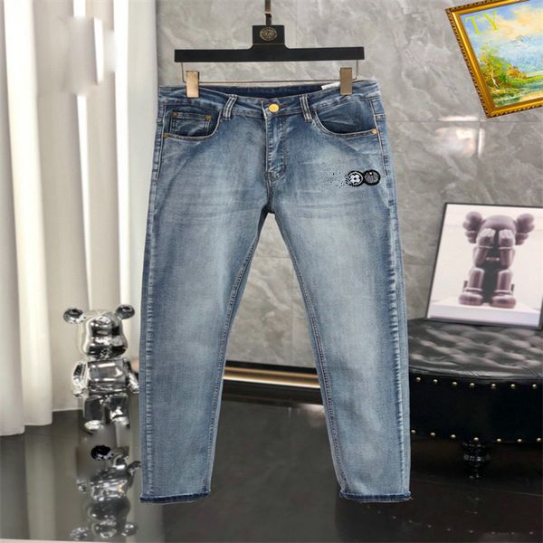 

#1 luxurys designers jeans distressed france fashion pierre straight men's biker hole stretch denim casual jean men skinny pants elasti, Blue