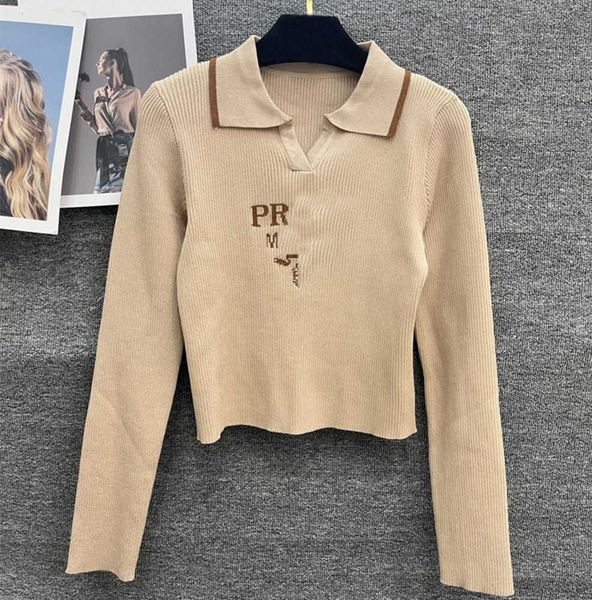 

autumn warmth sweater simple atmosphere women pullover shirt lapel letter jacquard pit stripes long sleeve soft comfortable knitted shirts s, White;black