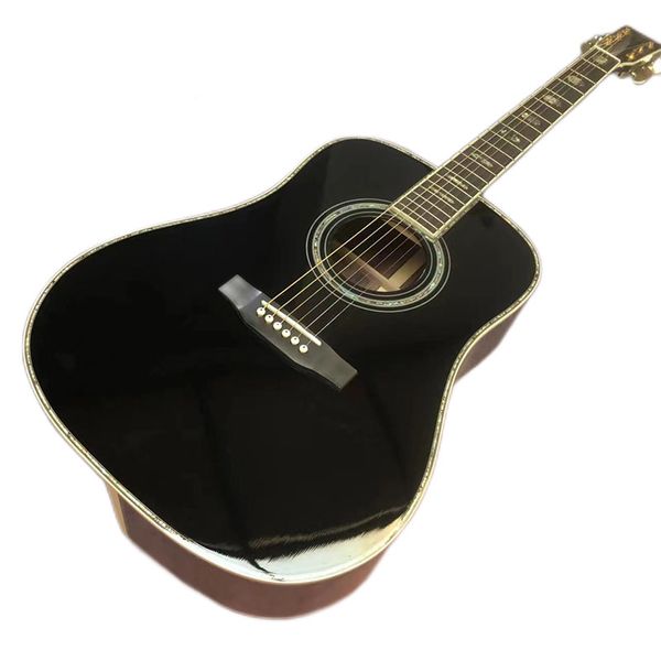 

2023 41 "d45 mold bk color solid wood toss face whole abalone black finger acoustic acoustic guitar