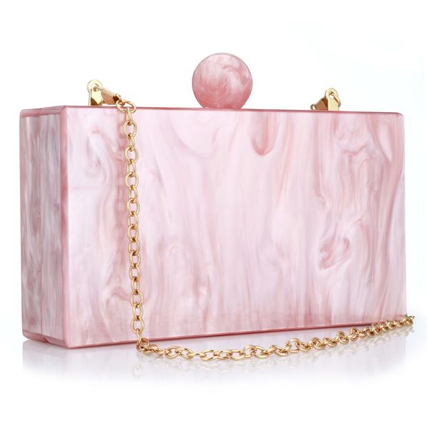

evening bags yyw fashion marble acrylic handbag vintage women pink ink printing bag luxury lady clutch purse bridal party prom 230711
