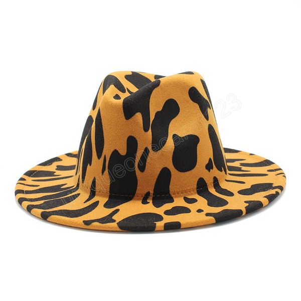 

autumn winter fedora hats for women fashion leopard flat wide brim panama wool felt jazz hat for men wool hat, Blue;gray