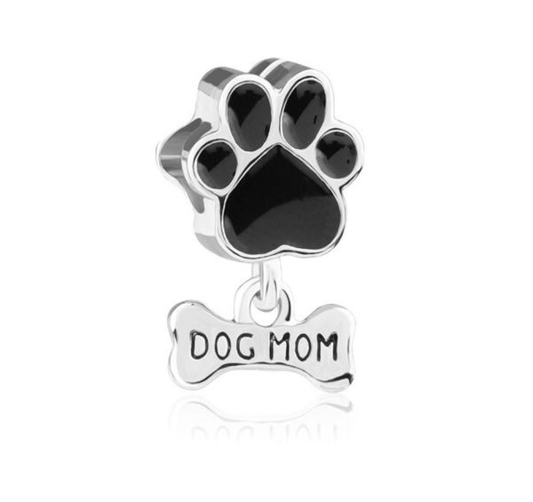 

fit charm bracelet dog mom silver enamel charms bead 925 silver dangle diy jewelry european chain necklace & bangle6200679, Black