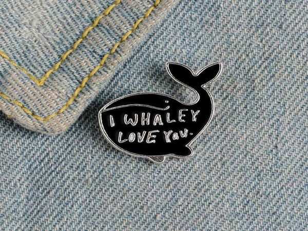 

cartoon whale enamel pin quote i whaley love you badges brooches for girl clothes hat bag lapel pins maternal love jewelry women g5408748, Gray