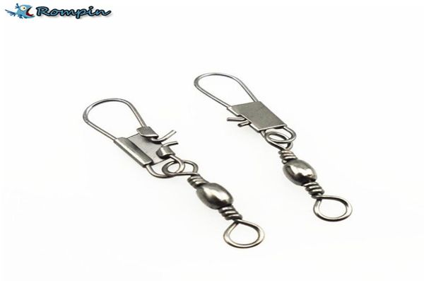 

rompin 50pcs swivels interlock snap fishing lure tackles winter fishing gear accessories connector copper swivel6602079