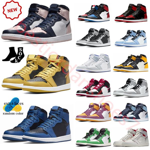 

2023 jumpman 1 high basketball shoe bred black cat red thunder royalty university blue unc blue 1s heritage blue royal dark mocha men women
