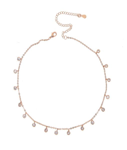 

silver rose gold plated cz drop charm 2018 statement necklace cz charm wedding bridal gift elegance diamond choker chocker fashion7844709