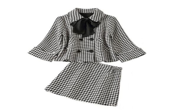 

work drs vintage two piece set women double-breasted jacket coat mini skirt sets female houndstooth office lady suits6535072, White;black