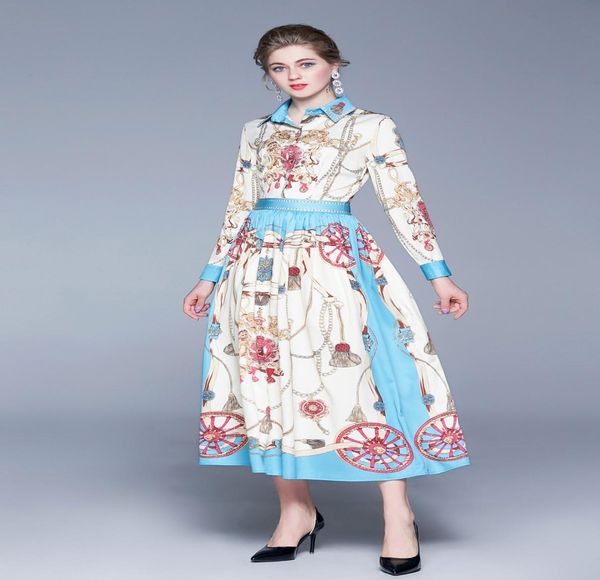

whole spring summer fall vintage floral baroque print collar long sleeve empire waist women ladies party casual aline midi be5669271, Black;gray