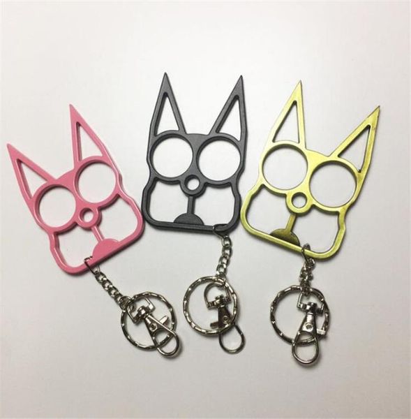 

couple window self defense zinc car alloy key 3 broken knuckles keychain cat chain personal safty ring charm bag tools keychains c8590633