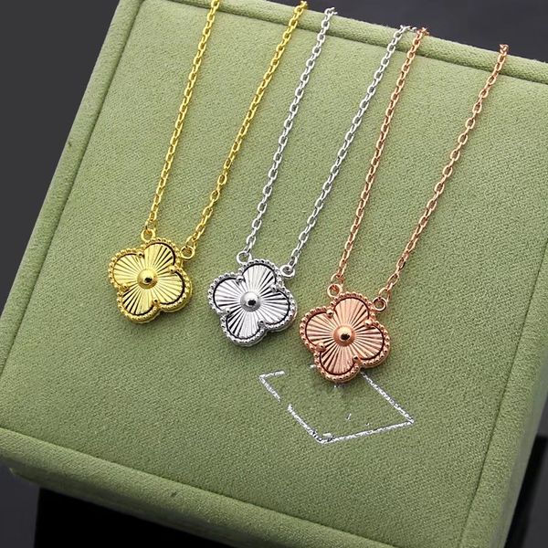 

shiny luxury original designer girls 15mm flower pendant choke necklace elegant women love 18k rose gold silver logo engrave chain fashion s