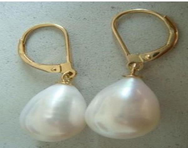 

new fine pearl jewelry 14-16mm south sea white pearl earrings 14kg7263254, Silver