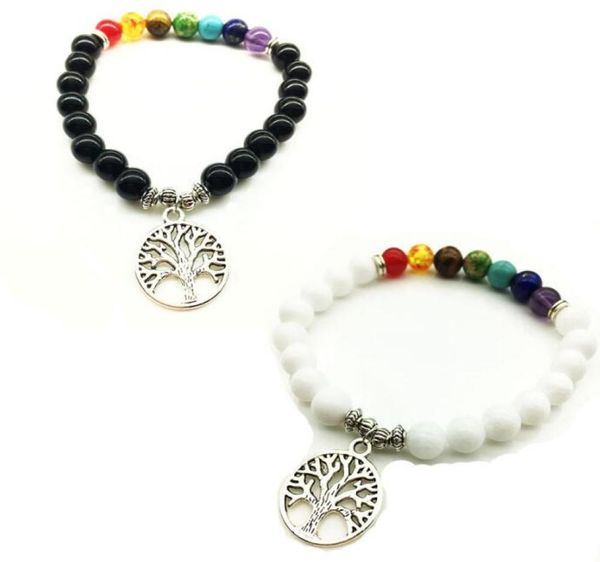 

dhl lava rock bead bracelet tree of life charm bracelets healing balance beads natural stone yogo jewelry good christmas gift7622992, Golden;silver