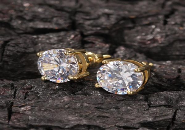 

2020 mens stud earrings jewelry fashion round gold silver simulated diamond earrings for men9307191, Golden;silver