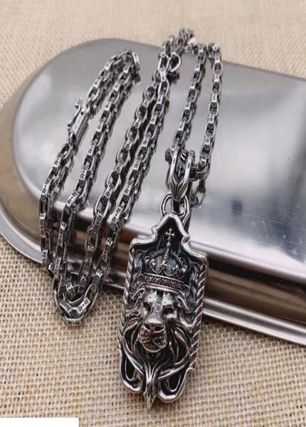 

new arrival 925 silver domineering men039s vintage fine relief thai silver lion king pendant silver necklace ch sweater chain3720778
