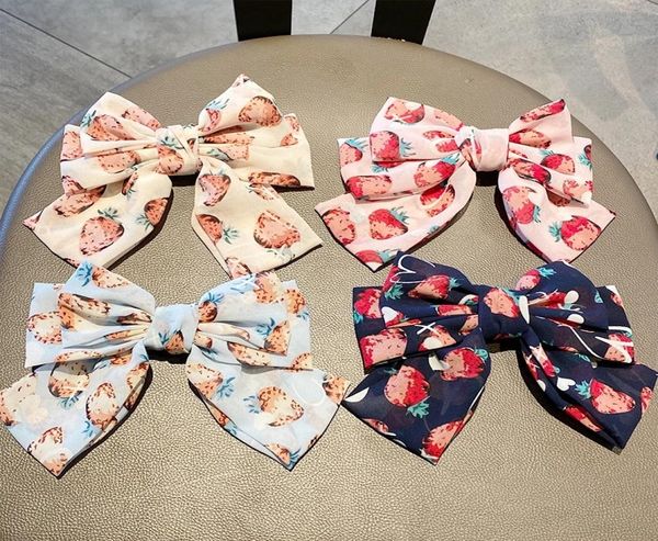 

woman lovely strawberry chiffon hairpins women bowknot hair clips hair accessories headwear fashion hair bows hairgrip2439279, Golden;silver
