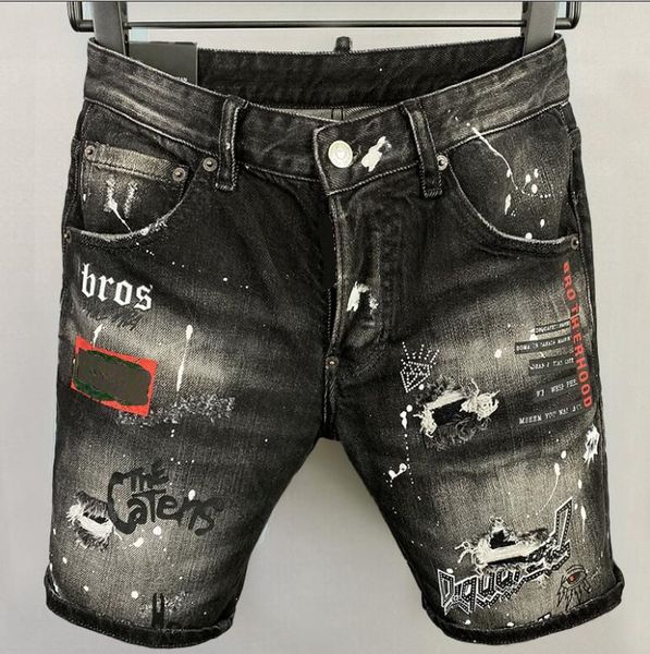 

men's jeans shorts slim fitting quarter cotton stretch fashion with blue paint beggar pants size 28-40 gz5tq03