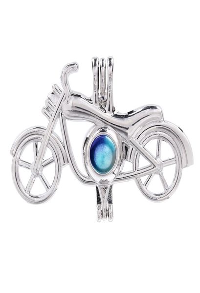 

silver plated motorcycle pearl cage motorbike diffuser cage lockets pendant fragrance essential oil necklace jewelry charms1853925