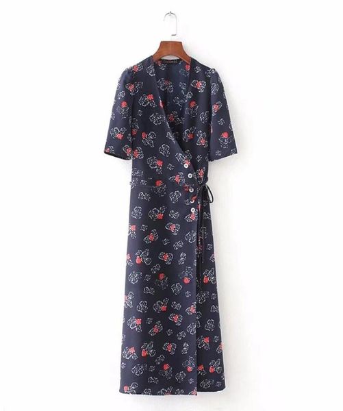

party dresses women floral printed summer warp dress vneck vintage laceup bodycon female beach rouje9447027, White;black