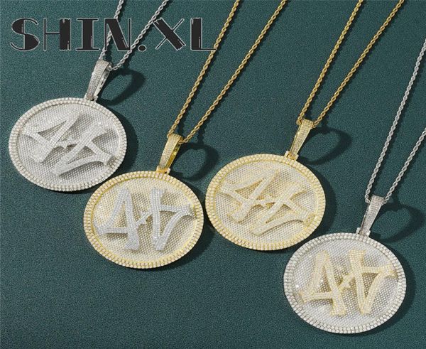 

solid back spinner pendant iced out big round spinner number 44 pendant necklace gold plated mens hip hop bling custom jewelry gif2486992, Silver