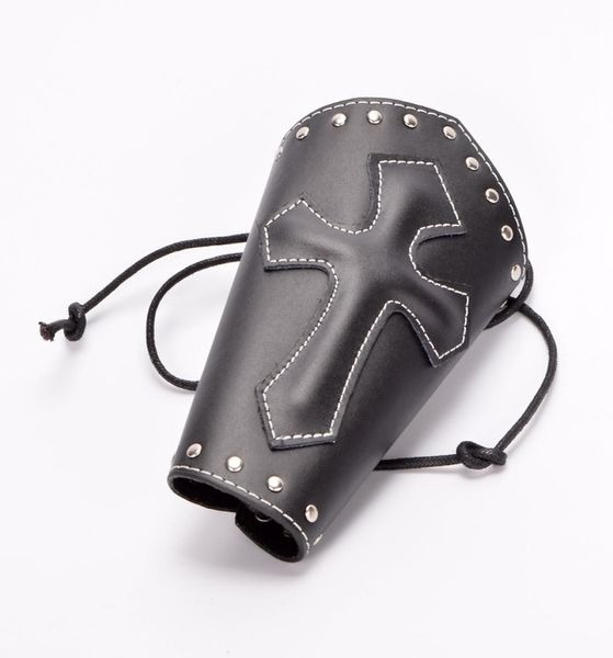 

vintage medieval knight armband men punk pu leather bandage cuff bracer cross strings gothic cosplay wristband blackbrown3241262, Silver