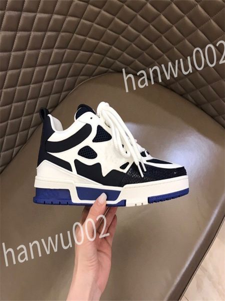 

new designer flat sneaker trainer casual shoes leather white letter overlays fashion platform mens womens low sneakers rd230601, Black