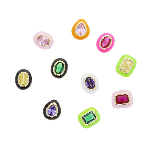 

diy custom mini colorful elliptic water drop square pendant necklace women lady girl new fashion iced out zirconia hip hop gift jewelry, Silver