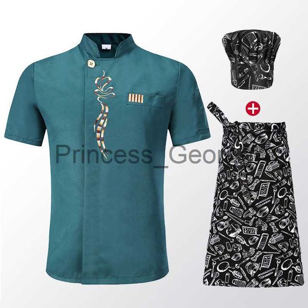

others apparel green chef coat kitchen chef bakier cook wear chef work clothes men black chef jacket summer short sleeve women chef uniform, Black;white