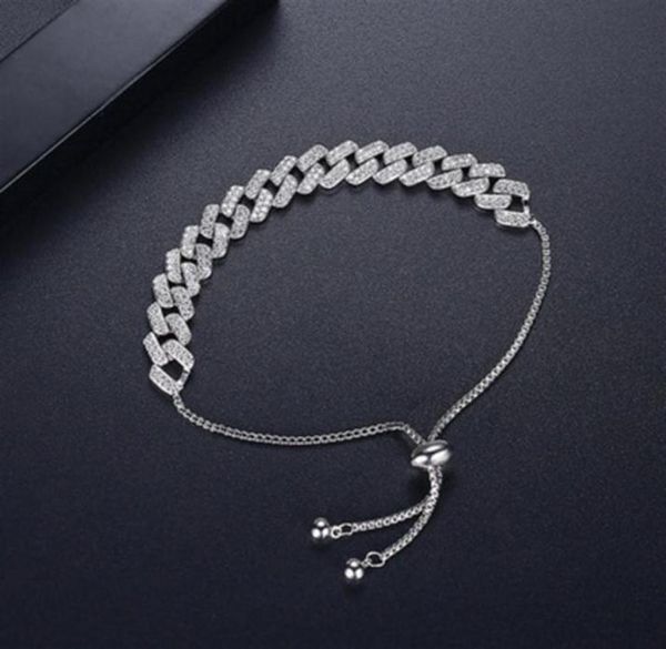 

adjust slider box chain gold rose gold 2 color micro pave rainbow cz miami cuban link chain women bracelet fashion q0717320k5653506, Black