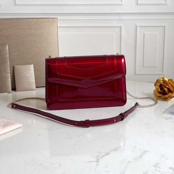 

38102# classic women's shoulder bag high-end quality crossbody bag patent leather wine red crystal clear unique raincoat packaging ever