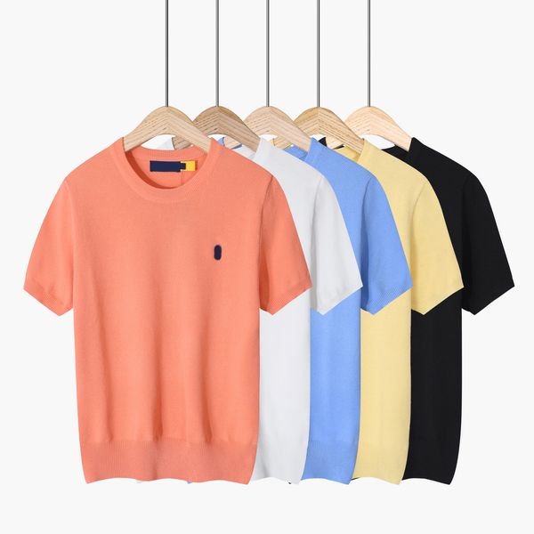 

2023 women kints tees fashion designer t shirts summer tshirt womens solid color clothing printing knit short-sleeved shirt, White