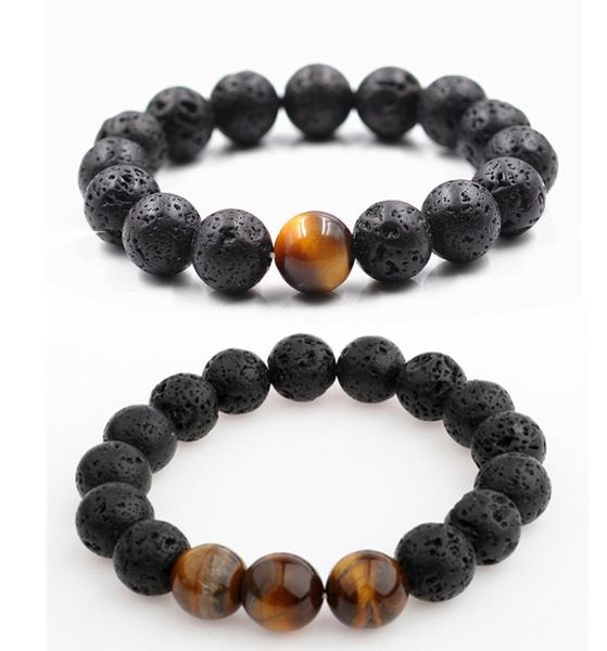 

natural lava stone bracelets colorful beads bracelets for volcano chakra healing energy stone meditation bracelet energy br8927745, Black