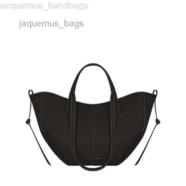 

evening cosmetic bags cases polene cyme tote bag full-grain textured leather designer magnetic buckle closure handbag women suede inner lini