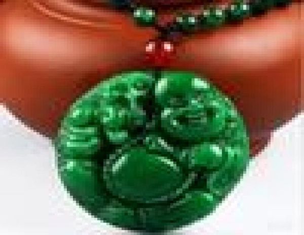 

green iron dragon health emerald green buddha pendant male and female yang green maitreya sweater chain car pendant9300229, Silver