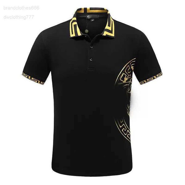 

fashion designer mens polos shirt t-shirt summer casual embroidered medusa pattern pure cotton high sreetbusiness fashion black and white co, White;black