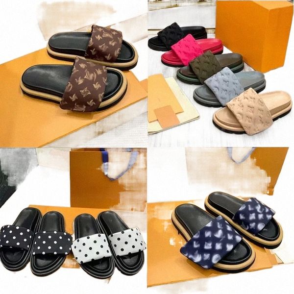 

luxury designer pool pillow mules women sandals summer sandal flat comfort mules padded front strap slippers fashionable easy-to-wear style, Black