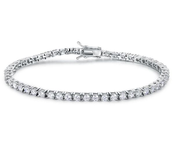 

100 authentic solid 925 sterling silver tennis chains hiphop tide bracelets zircon 3mm bracelet tennis bracelet luxury silver je5698533, Golden;silver