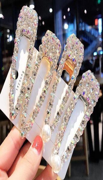 

ins crystal rhinestone hair clips lady wedding party bling bling hair pins fashion girl barrettes woman hair jewelry whole fre1689143, Golden;silver
