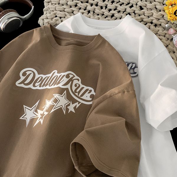 

men's tshirts summer mens tshirt trendy suede shortsleeve tee shirts hip hop streetwear loose round neck large size male tees 230710, White;black