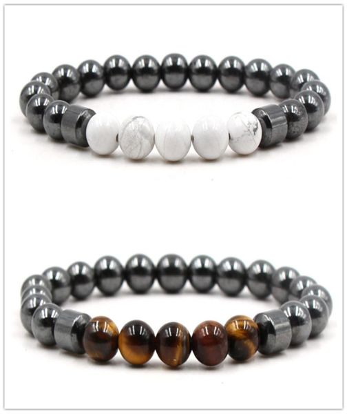 

natural stone 8mm hematite howlite malachite tiger eye beaded bracelet bangles bracelets for women yoga jewelry4742034, Black