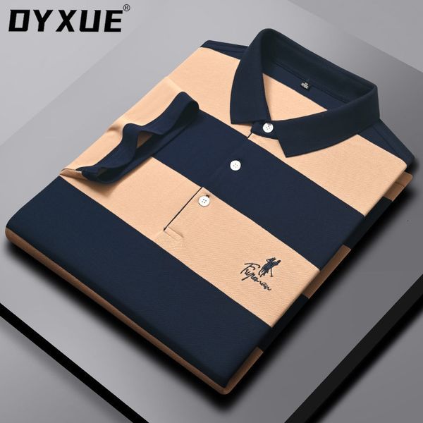 

men's polos dyxue shirts embroidery polo shirt highquality short sleeve soft lapel cool casual fashion striped summer cotton 230710, White;black
